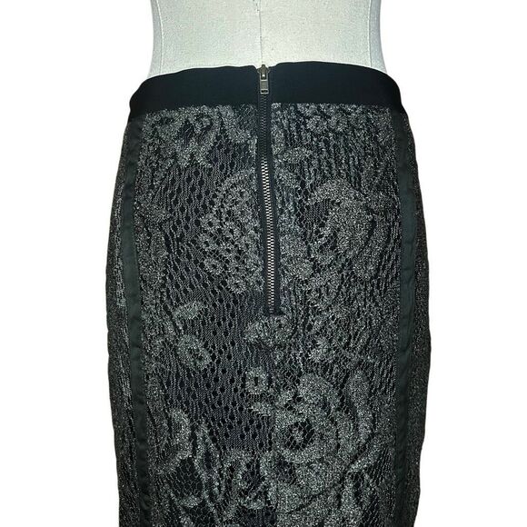 Henri Bendel Black Straight & Pencil Skirt Size 56A Floral Lace Limited Edition - Picture 6 of 11